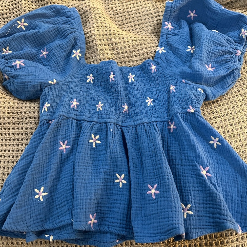 Altar'd State Royal Blue Embroidered Peplum Top